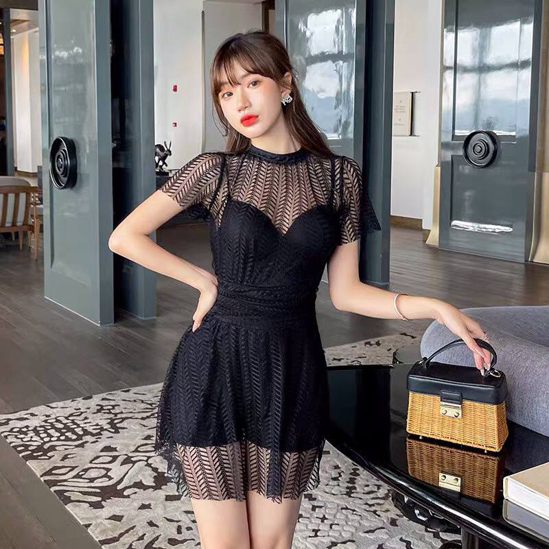 Cover-up Women Simple Basic Solid Sexy Lady Korean Style Short Sleeve Swimwear