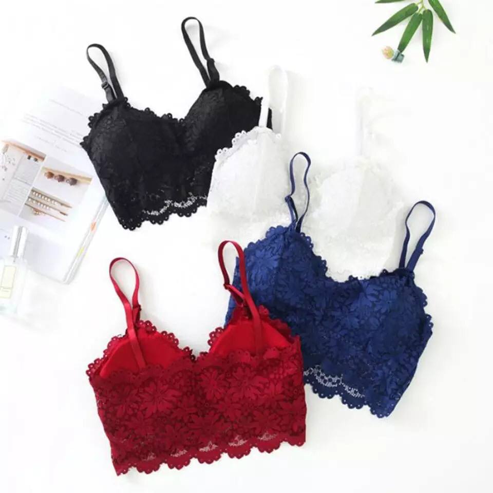 Fashion Floral Lace Underwear Sexy Seamless Bra For Women Padded Wirel ...