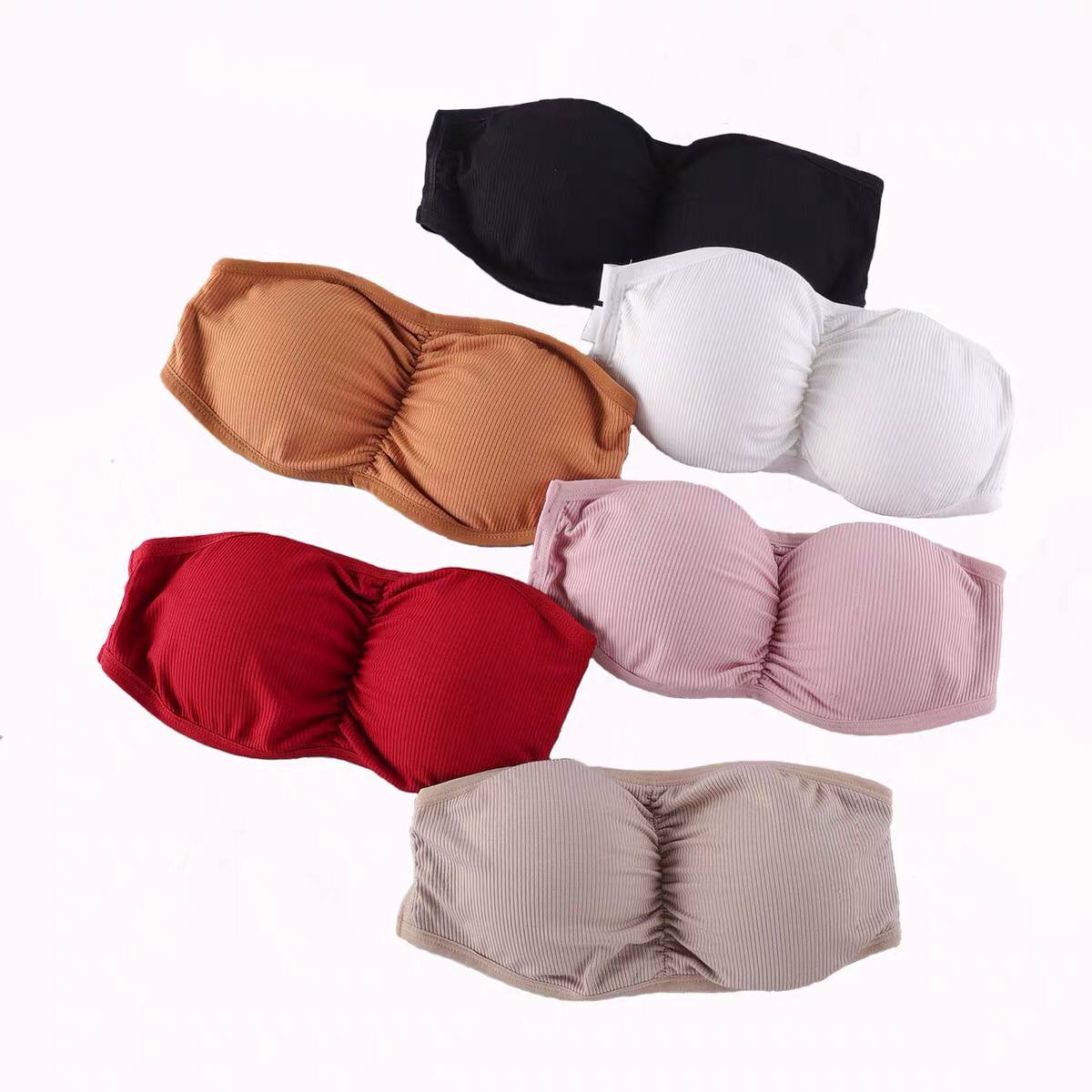 Strapless Warp Chest Tube Top Anti-Glare Underwear Bottoming Sexy Invisible Bra Chest Girl No Steel Ring Bra