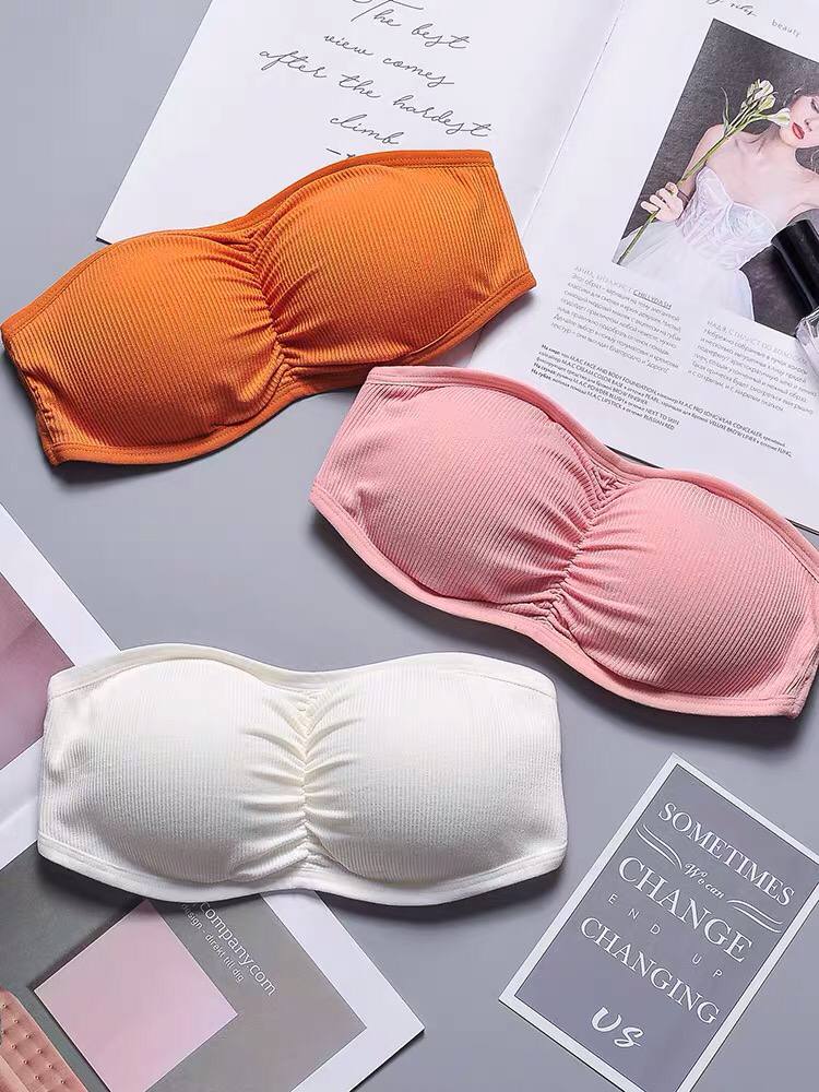 Strapless Warp Chest Tube Top Anti-Glare Underwear Bottoming Sexy Invisible Bra Chest Girl No Steel Ring Bra