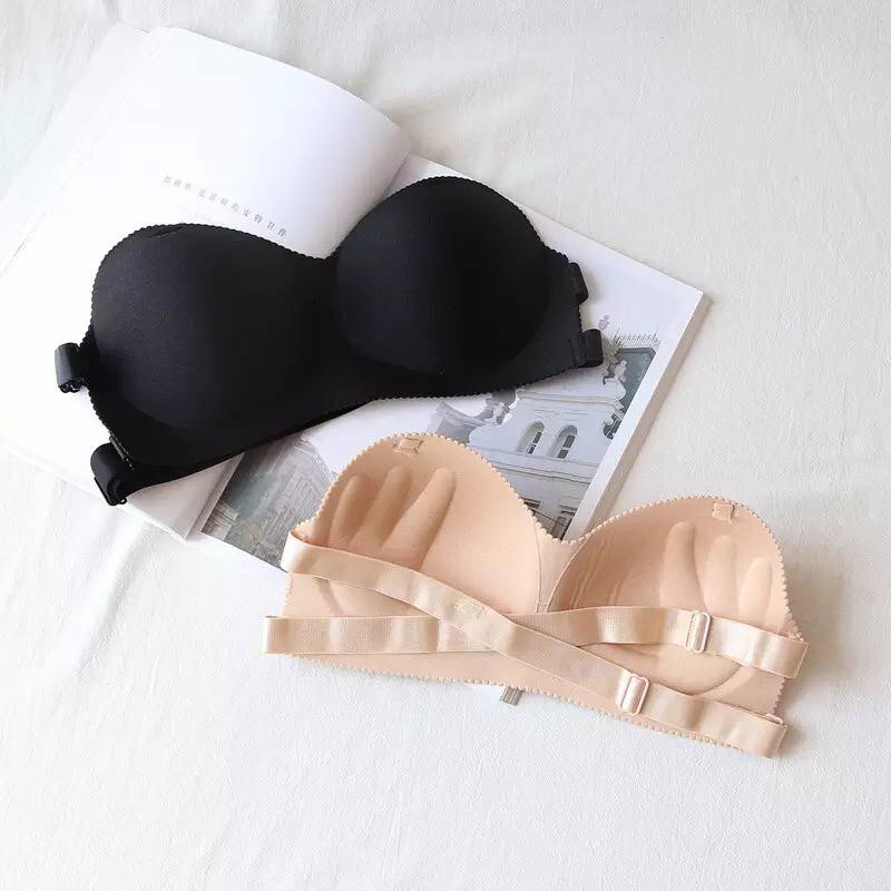 Non-Slip Invisible Strapless Tube Top Women's Thin Gather Top Support Without Steel Ring Warp Bra