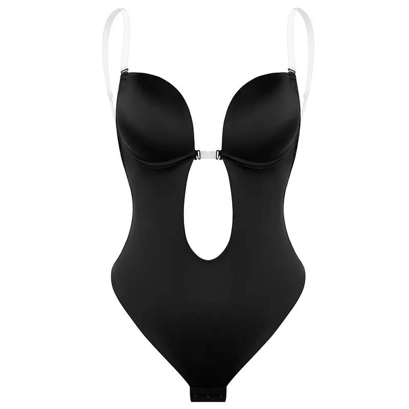 DUYREO Backless Body Shapers Bra,Women's Deep V-Neck Sexy Seamless Thong  Full Bodysuits,Party Dress Invisible Bras (Black,S) : : Clothing,  Shoes & Accessories