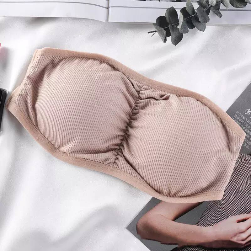 Strapless Warp Chest Tube Top Anti-Glare Underwear Bottoming Sexy Invisible Bra Chest Girl No Steel Ring Bra