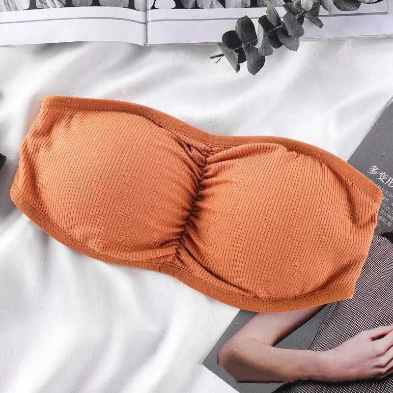 Strapless Warp Chest Tube Top Anti-Glare Underwear Bottoming Sexy Invisible Bra Chest Girl No Steel Ring Bra